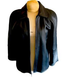 LNR buttery soft black leather zip front black jacket XS